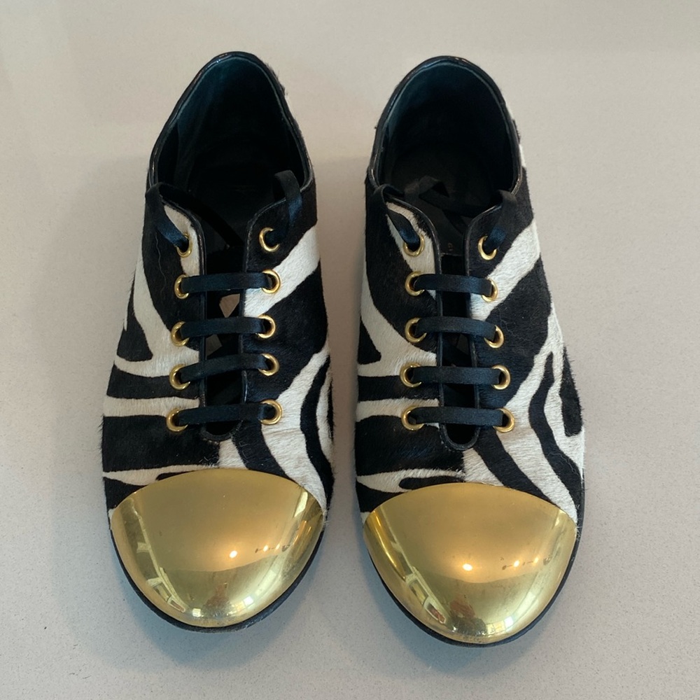 Giuseppe Zanotti Zebra Snaeakers with Brass Toe Cap- 38